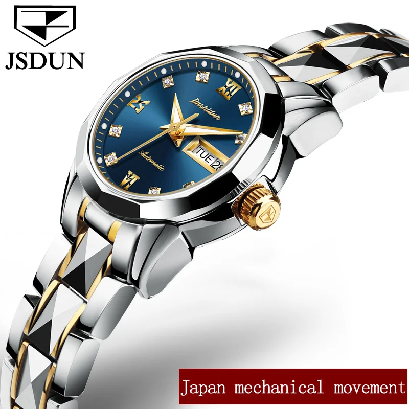 Mechanical Watches JSDUN Brand Ladies Automatic Watch Rose Gold Diamond Dial Waterproof Men's Women's Wristwatch Luminous Hands |