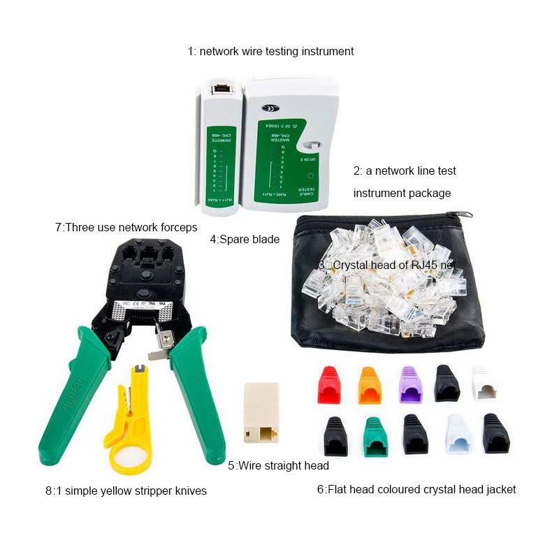 7 шт./компл. RJ45 RJ11 RJ12 CAT5 CAT5e портативный набор инструментов для ремонта сети LAN
