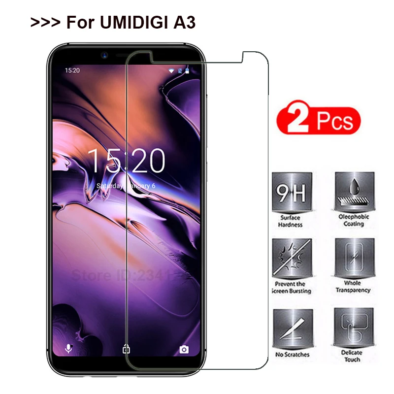 2 шт. чехол из закаленного стекла для Umidigi A3 Ультратонкий защитный экран UMIDIGI