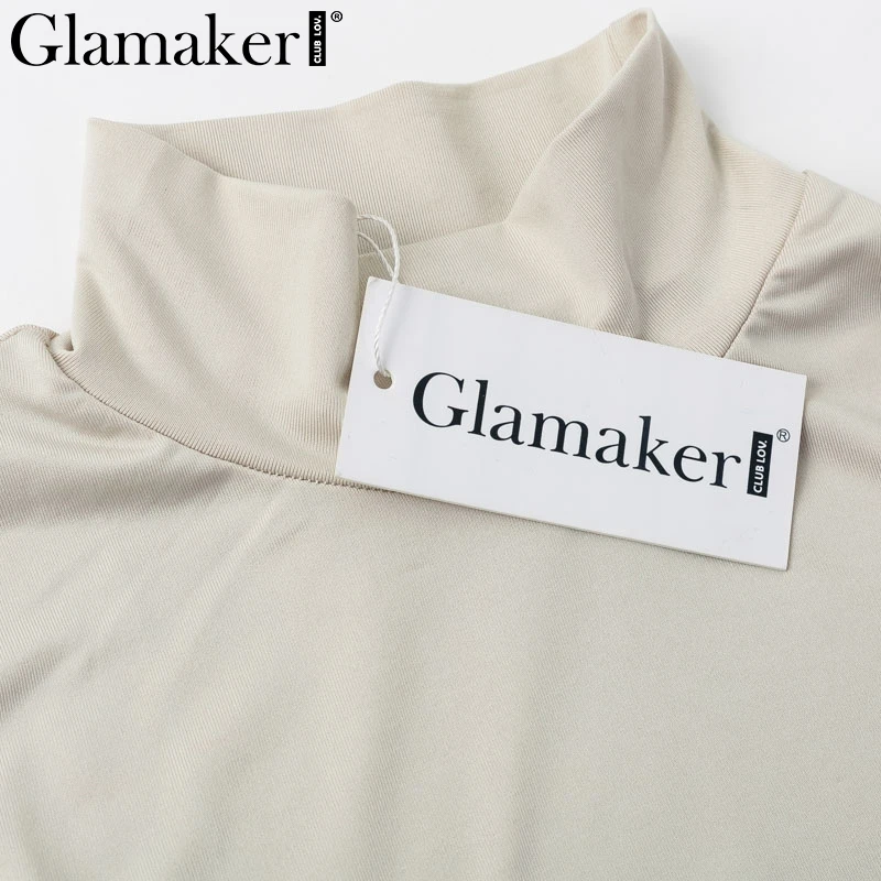 Glamaker выдалбливают трикотажное платье Для женщин пикантные-Костюм из нескольких предметов Длинные рукава Короткие мини-платье зима club crop водолазка праздничное платье