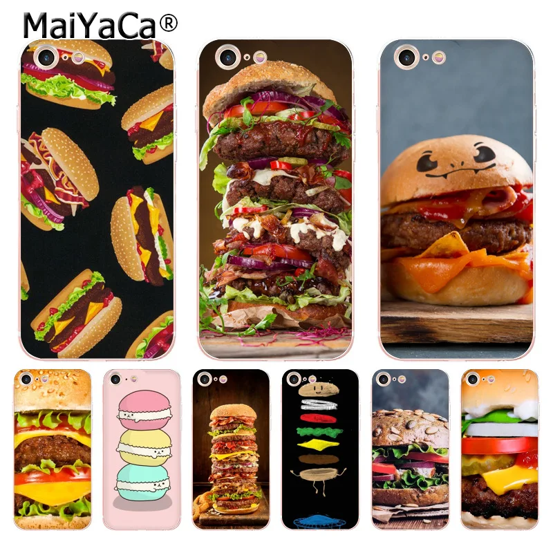 Мягкий прозрачный чехол для телефона MaiYaCa Delicious hamburger из ТПУ iPhone X 6 6s 7 7plus 8 8Plus 11pro
