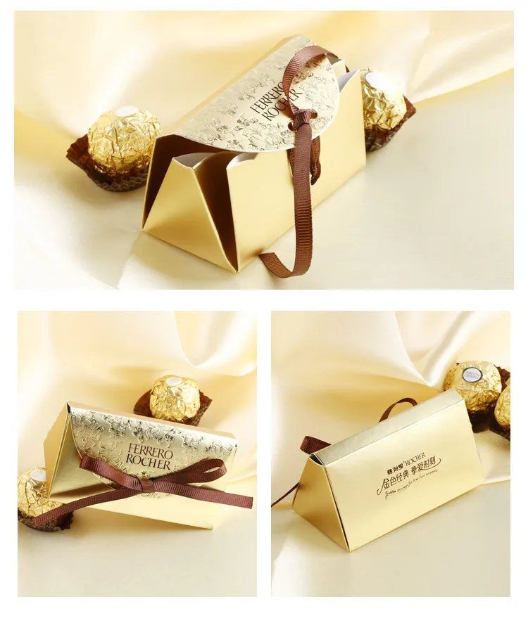 100 шт. Mariage et Cadeaux Baby Shower Papier de boite sucrerie Pour Ferrero Rocher Chocolat БОТЭ avec Рубан doux
