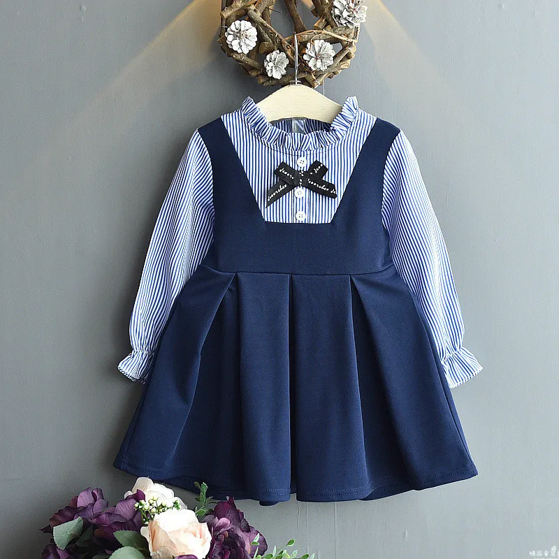 

2018 Girls autumn stripe with long sleevesdress , dresses for girls , princess dress girl , 5pcs/lot LJL01