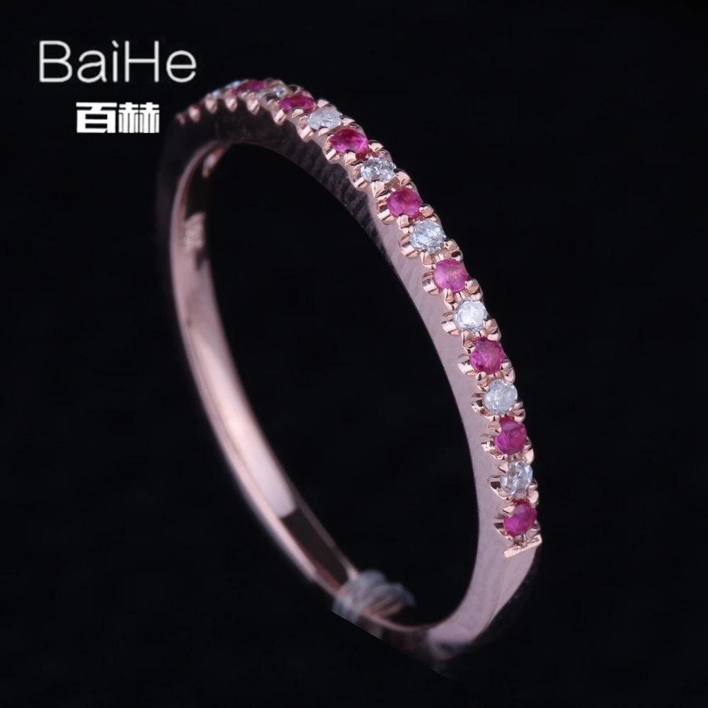 BAIHE однотонное 14K розовое золото 0.2CT H/SI круглые натуральные бриллианты камни