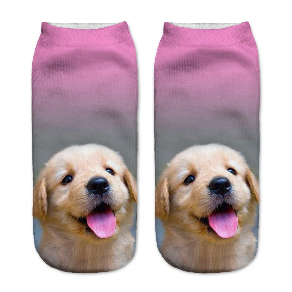 Хлопковые носки с 3D принтом 1 пара повседневные стильные низкие в виде собак