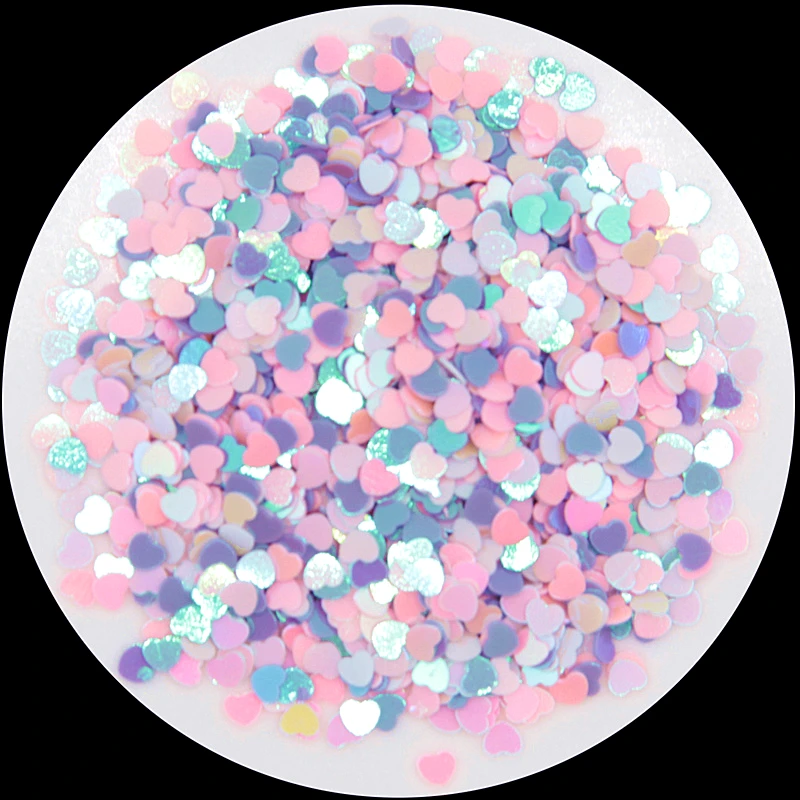 Pink Purple 3 мм 4 мм блеск в форме сердца для ногтей Блестящий AB Цвет Блестки для девочек DIY ручной работы Маникюр Аксессуары для ногтей 10 г 20 г - Цвет: Pink Purple