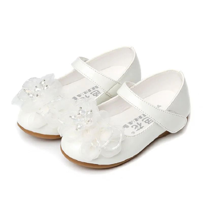 High Quality Children'S Shoes For Girls White Flower Princess Girl Party Ceremony Peformance Dance Bead Flat With ShoesHig | Детская