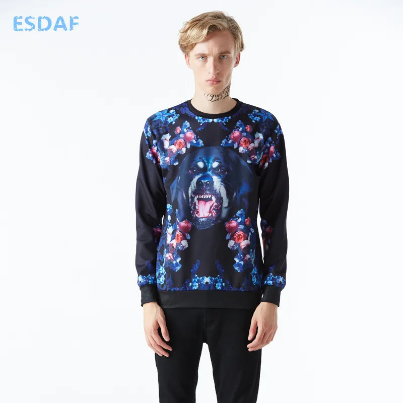 Esdaf осень-зима Мода Собака древних цифровой печати Для мужчин Толстовки с