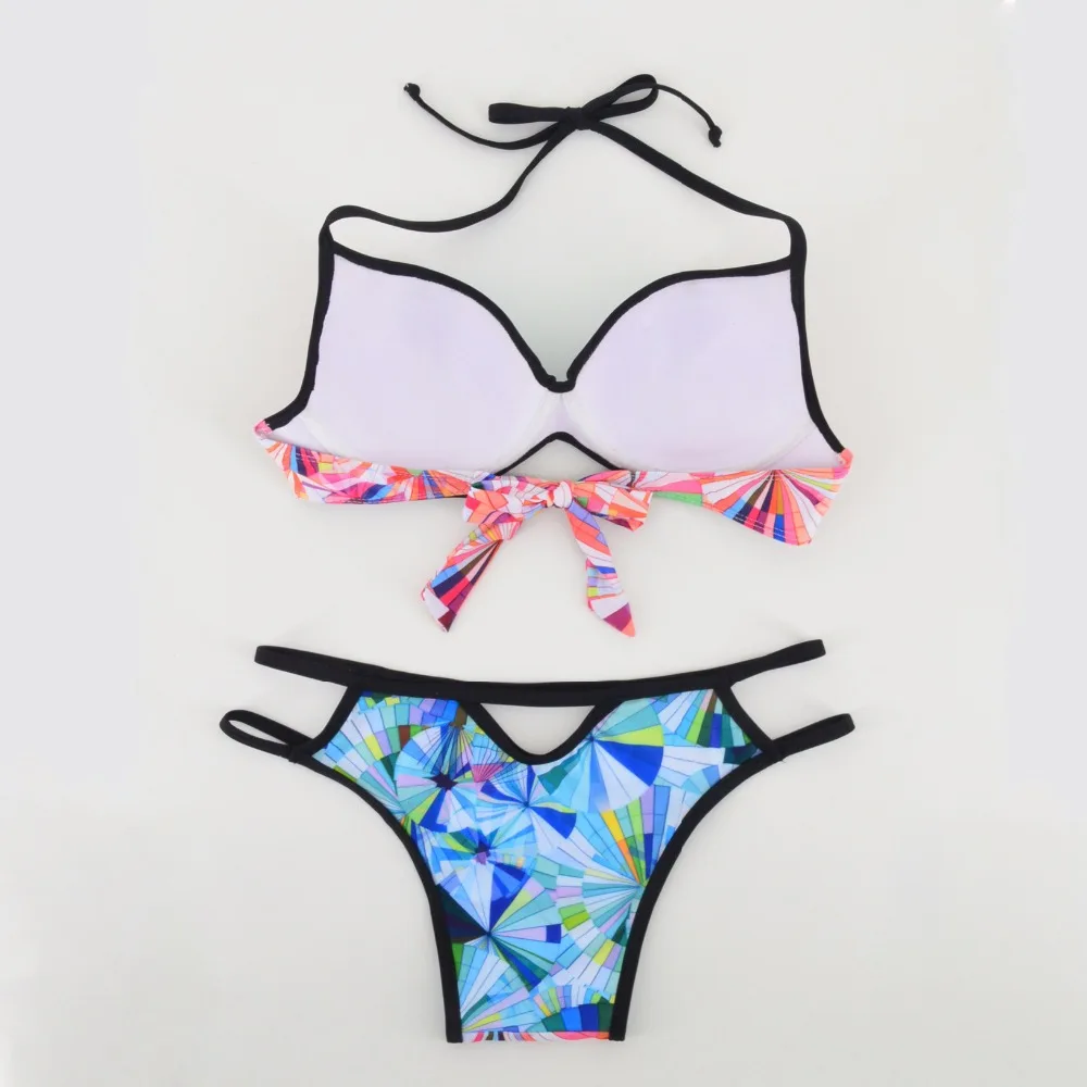 Sexy Bikinis Women Swimsuit 2018 Summer Cut Out Bathing Suits Push Up Bikini Print Swimwear Beach Wear With Underwire Biquini |