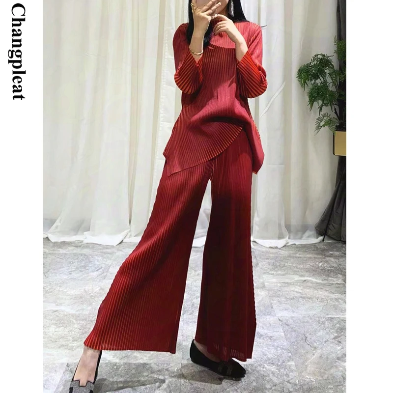 Changpleat 2019 Весенние новые тонкие полосатые женские комплекты Miyak плиссированные