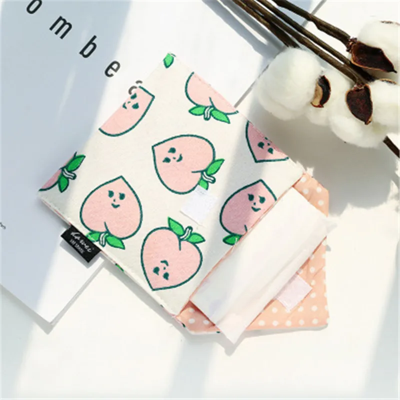 pink peach Мультяшный тампон, сумка для гигиенических салфеток, сумка-Органайзер для косметики, дорожный мешочек для девочек, женские салфетки, хлопковые маленькие косметички - Цвет: pink peach