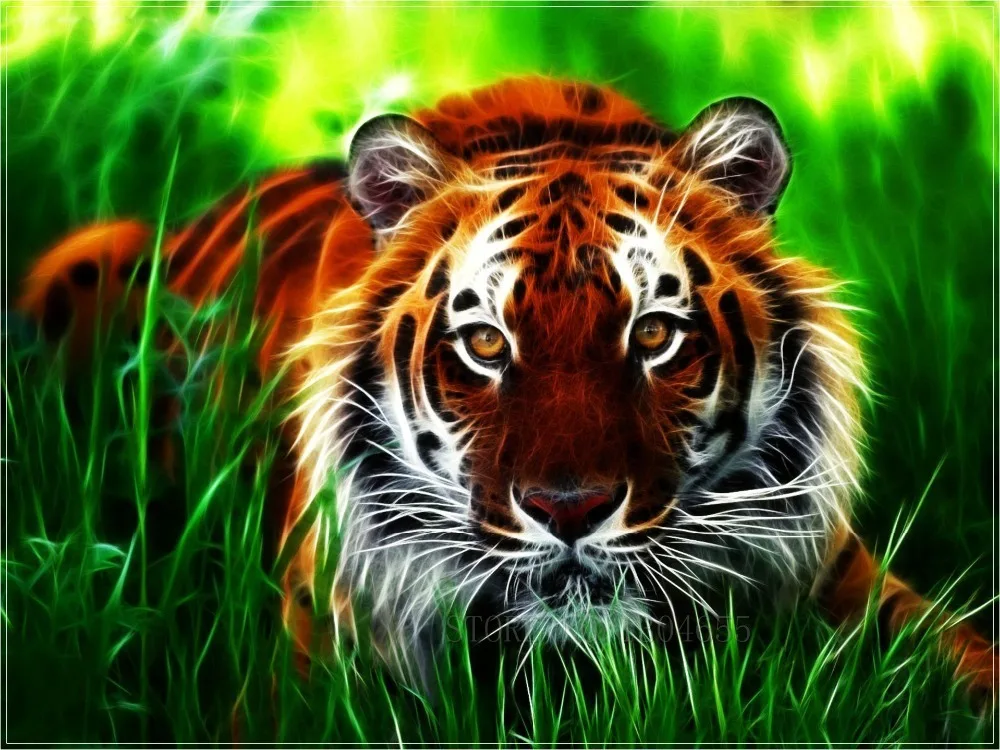 

5D DIY Animals Diamond Painting Embroidery Square/round Household Decoration Fabric Resin Craft Tiger