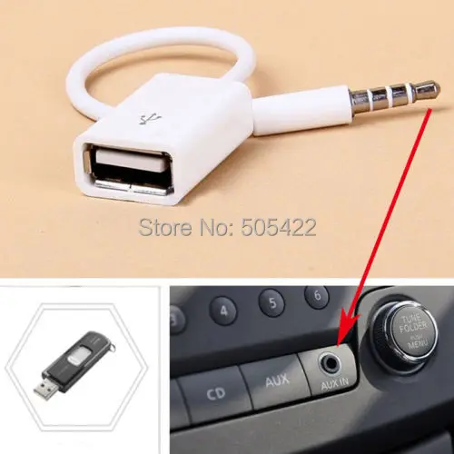 500 шт./лот белый 3 5 мм штекер AUX вспомогательный аудиоразъем к USB-кабелю