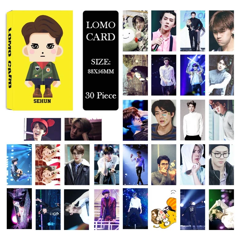 Альбом KPOP EXO SEHUN LOMO Cards K-POP новая мода самодельные бумажные фото карты HD фотокарты 30