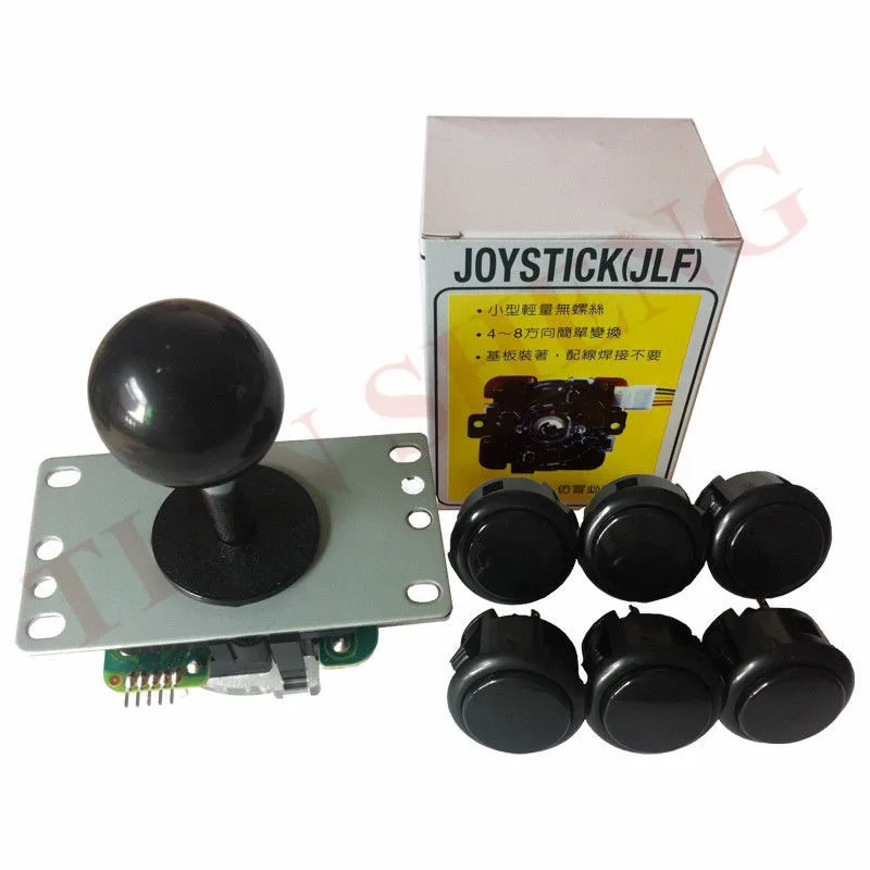 Black Высокое качество Sanwa комплект JLF-TP-8YT 5Pin джойстик+ 6 шт. OBSF-30 кнопки для DIY kit Mame Jamma - Цвет: Black
