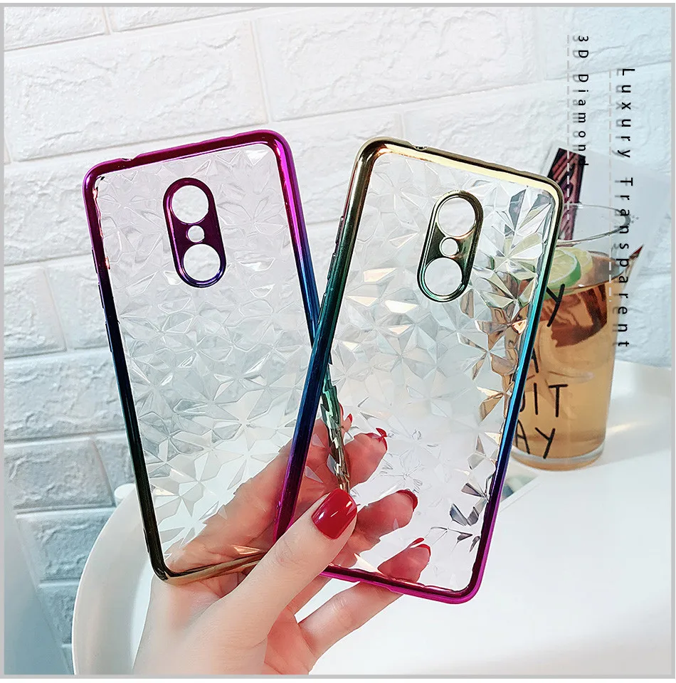 Мягкий силиконовый чехол с градиентом 3D алмазного рисунка для Xiao mi A2 lite 8 6 Red 6a 5a Note