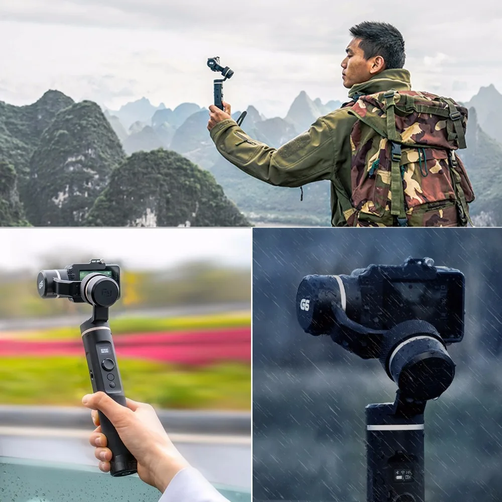 Feiyu G6 3 оси брызг ручной карданный стабилизатор для экшн-Камеры GoPro Hero 6/5/4/3 sony RX0 Yi камера 4K экшн-камеры+ штатив+ пластина