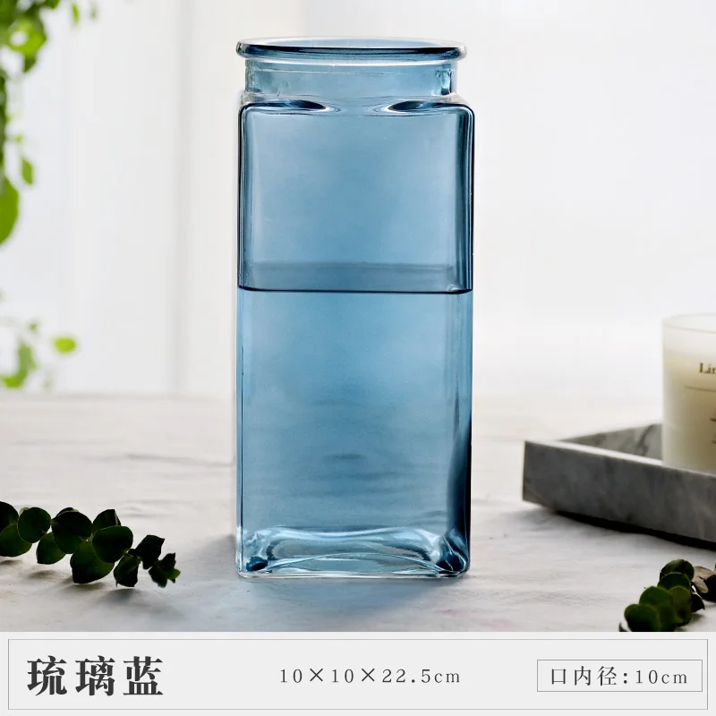 light blue s Модная стеклянная Свадебная декоративная ваза современная разноцветная стеклянная ваза искусственный цветок настольная Маленькая ваза Свадебные украшения вазы - Цвет: light blue s