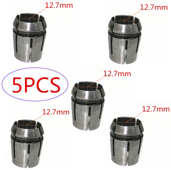 5PCS 12.7MM 1,2 ''1/4'' 3/8 ''6 мм 6,35 мм 8 мм 9,52 мм 12 мм 12,7 мм втулка конусная Зажимная гайка Замена для патрона маршрутизатора Makita RP2300 RP2301 RP2301 - Цвет: 5PCS 12.7MM