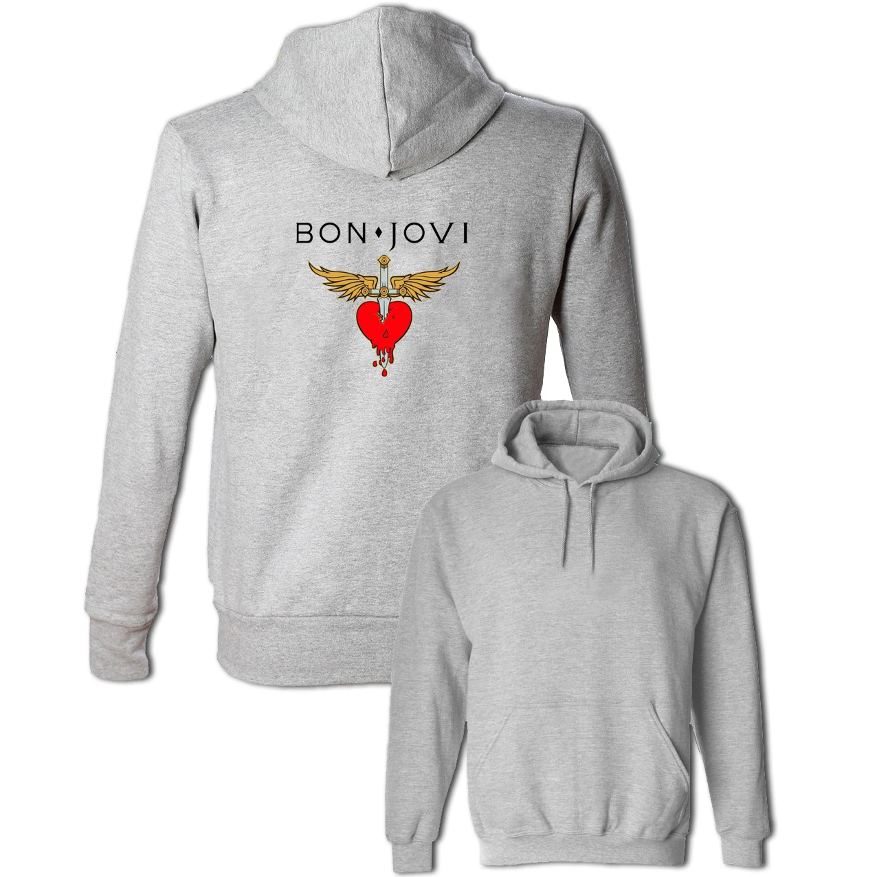 WM999G Модные толстовки унисекс с надписью «Bon Jovi Rock Band» и крыльями, с мечом в виде сердца, мужские толстовки с капюшоном для мальчиков, пуловеры серого, белого, желтого цвета - Цвет: WM999G