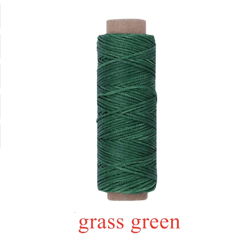 grass green 50 м 150D 1 мм зеленая синяя серия плоские Вощеные нитки плоские Пришивные цепочки из воска ручной работы DIY для кожи плоские Вощеные швейные нейлоновые нитки - Цвет: grass green