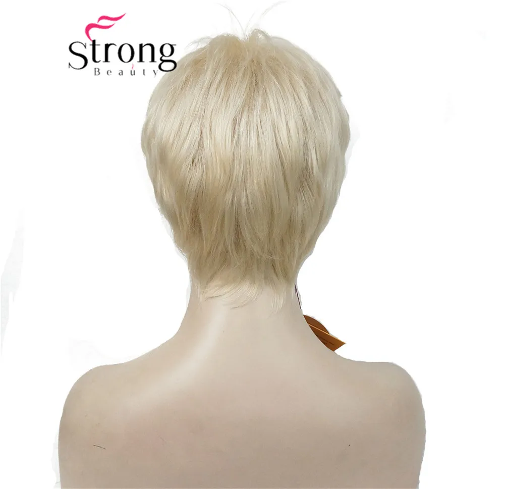 StrongBeauty очень короткие черные челки полный синтетический парик выбор цвета - Цвет: 613 Blonde