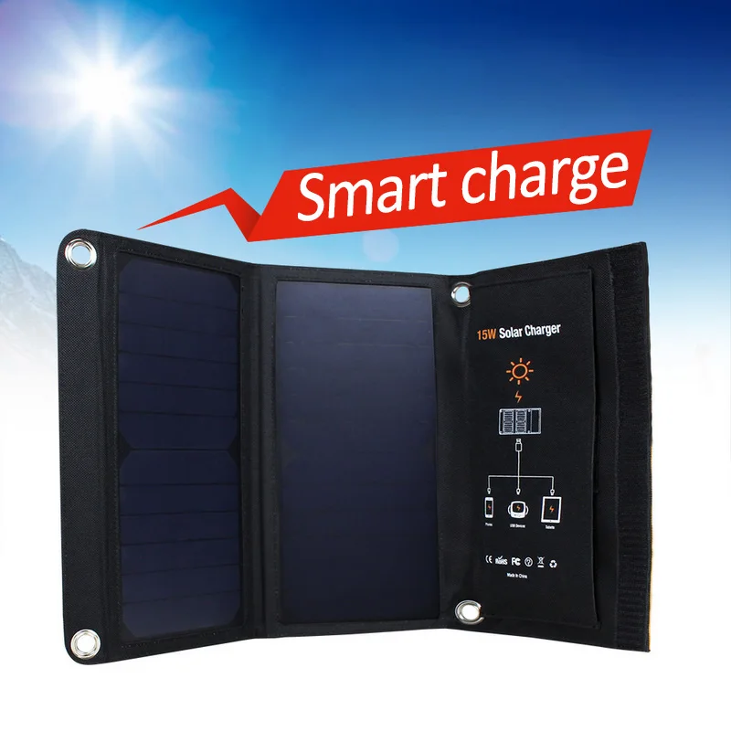 Портативный 15 Вт 5 В солнечная панель складной двойной USB порт Водонепроницаемый