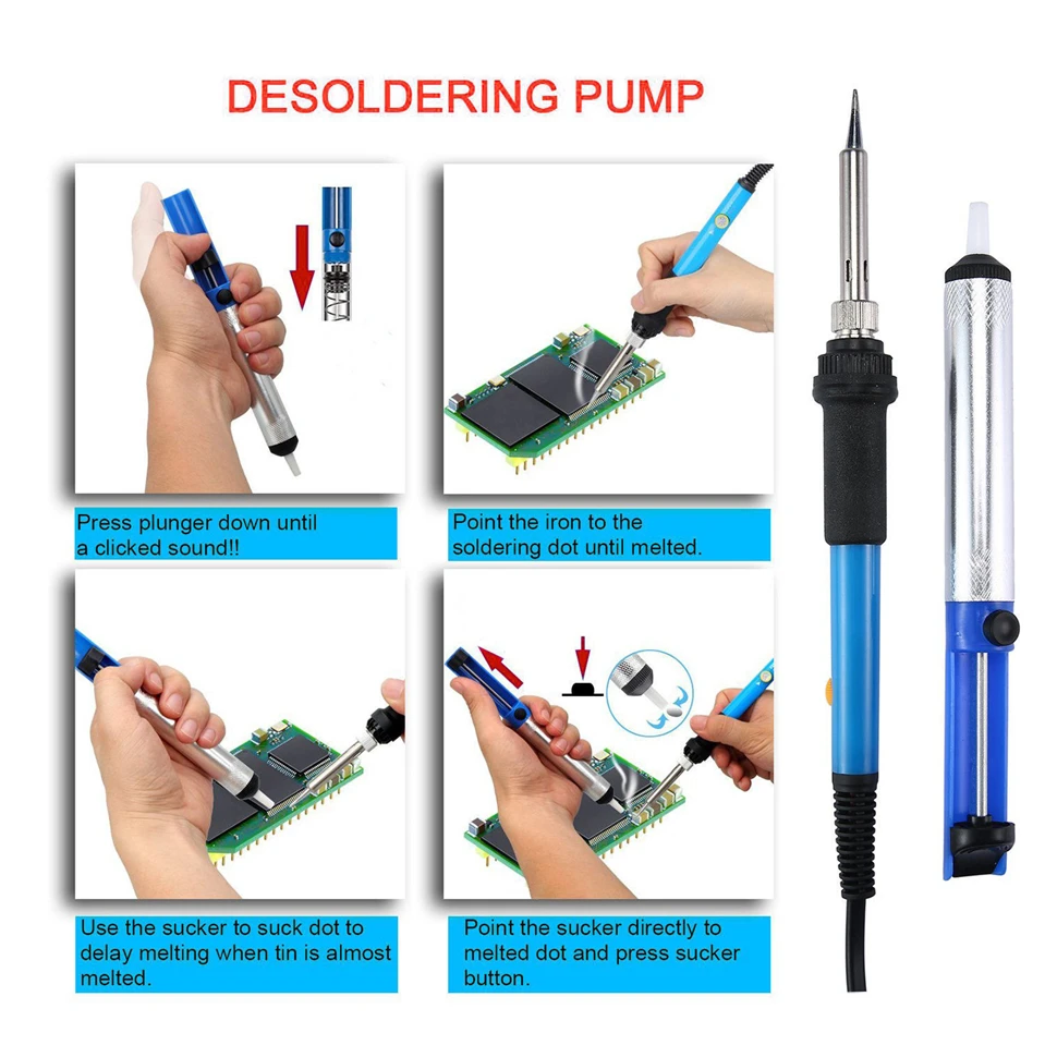 220/110v 60w Регулируемая Температура Электрический паяльник Комплект + 5 шт. советы