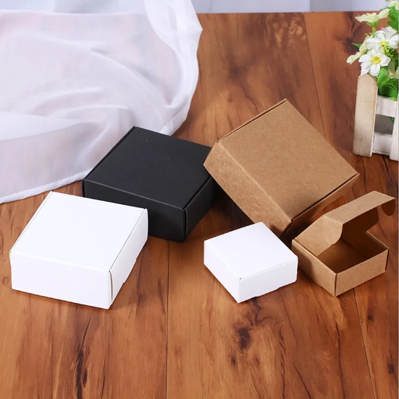 Белая черная крафт бумага коробки для упаковки свадебные DIY Простые пустые