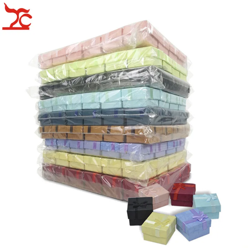 Оптовая продажа 240 шт. цветной бумажный подарочный футляр для украшений лент