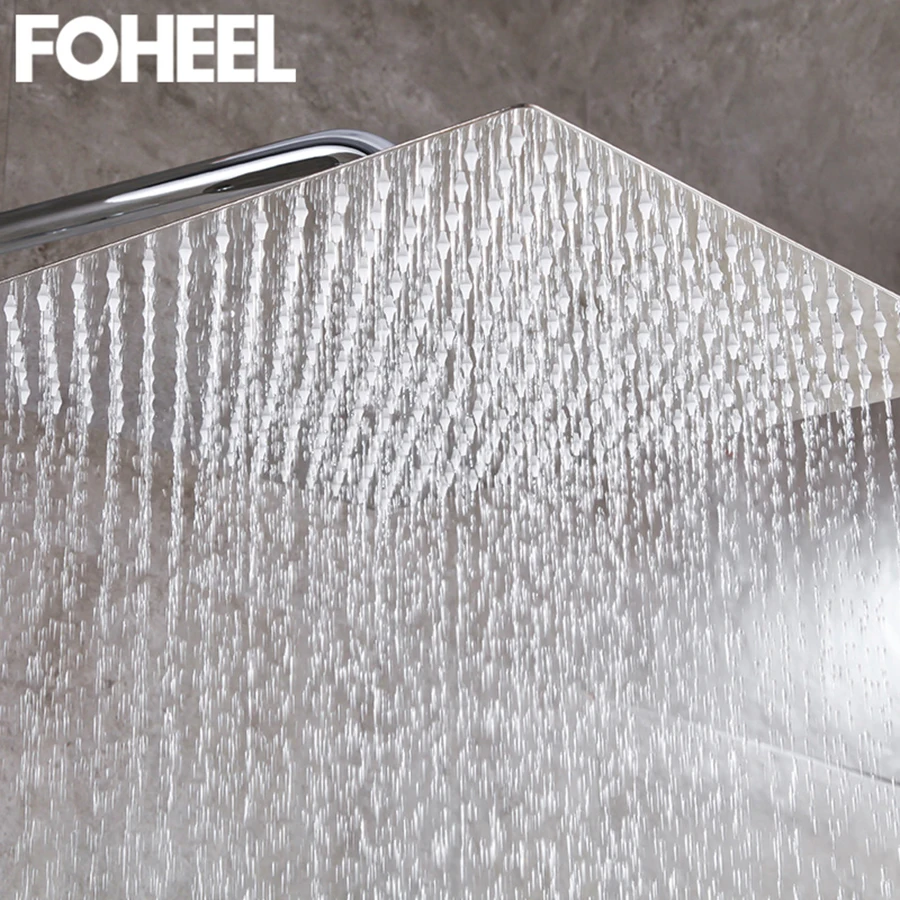 FOHEEL 16/12/10/8/6/4 дюйма круглые& квадратная душевая головка Нержавеющая сталь полированный хромированный настенный Ванная комната насадка для душа с эффектом дождя