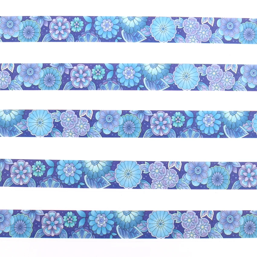 1 шт. Творческий красивый синий цветочный узор васи клейкая лента Бумага ленты