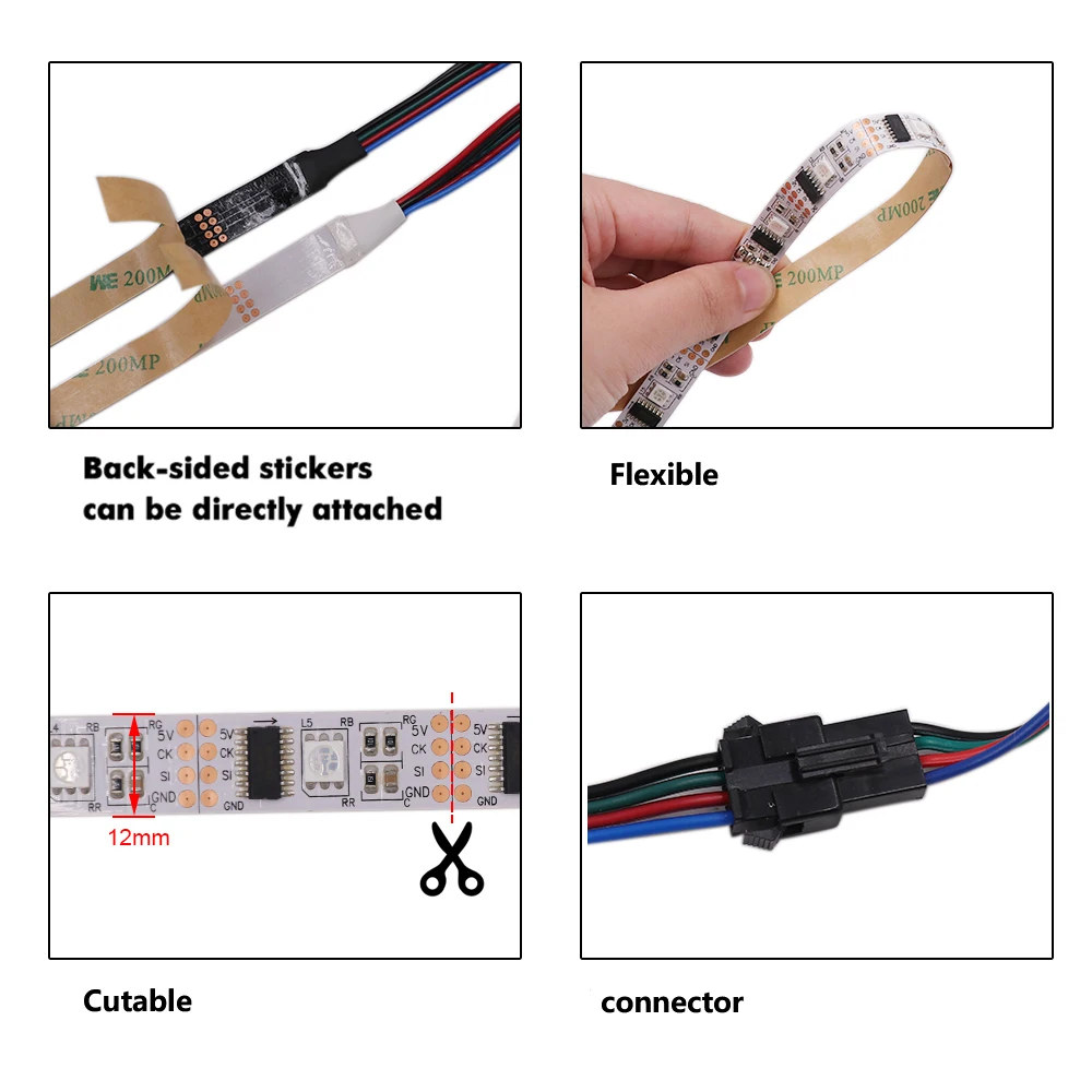 1 м 5 DC5V WS2801 2801 Dream Color 5050 RGB водонепроницаемая светодиодная лента индивидуально