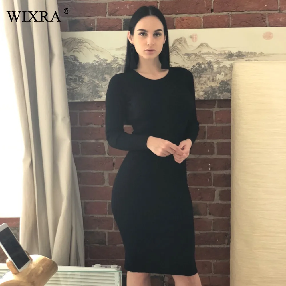 Wixra модное женское облегающее платье с длинным рукавом сексуальное уличное