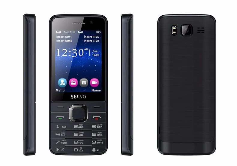 Новый Русский Иврит Клавиатура Quad sim карты мобильный телефон в исходном Servo v9500 2 8