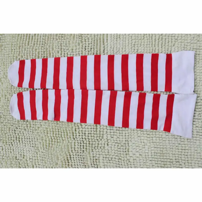 Kawaii/Полосатые чулки до бедра красные белые для косплея выше колена женщин и