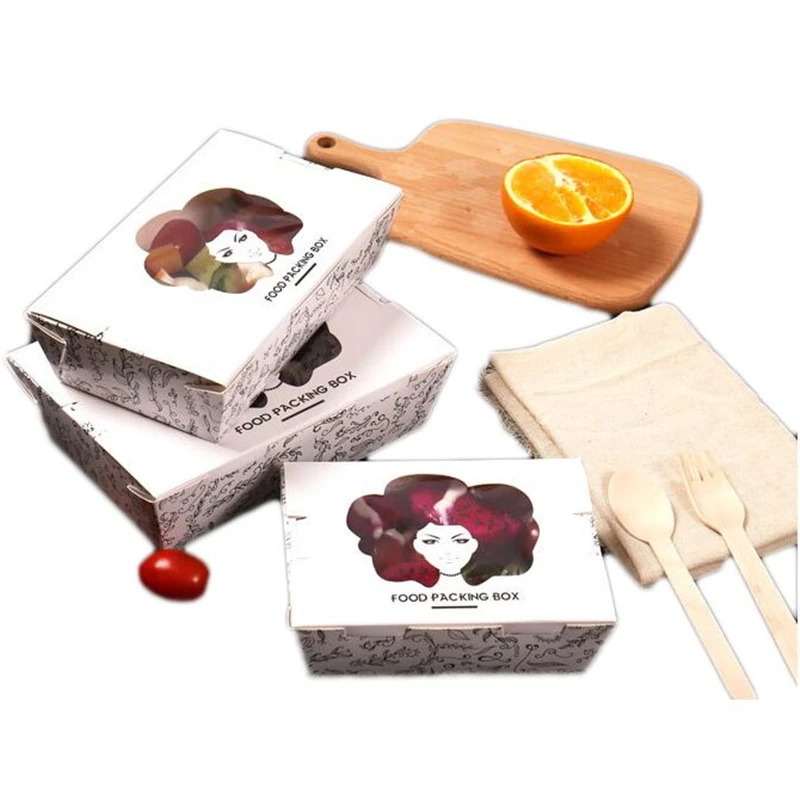 Одноразовый ланч салат коробка из водонепроницаемого картона 10 шт.|disposable lunch|salad