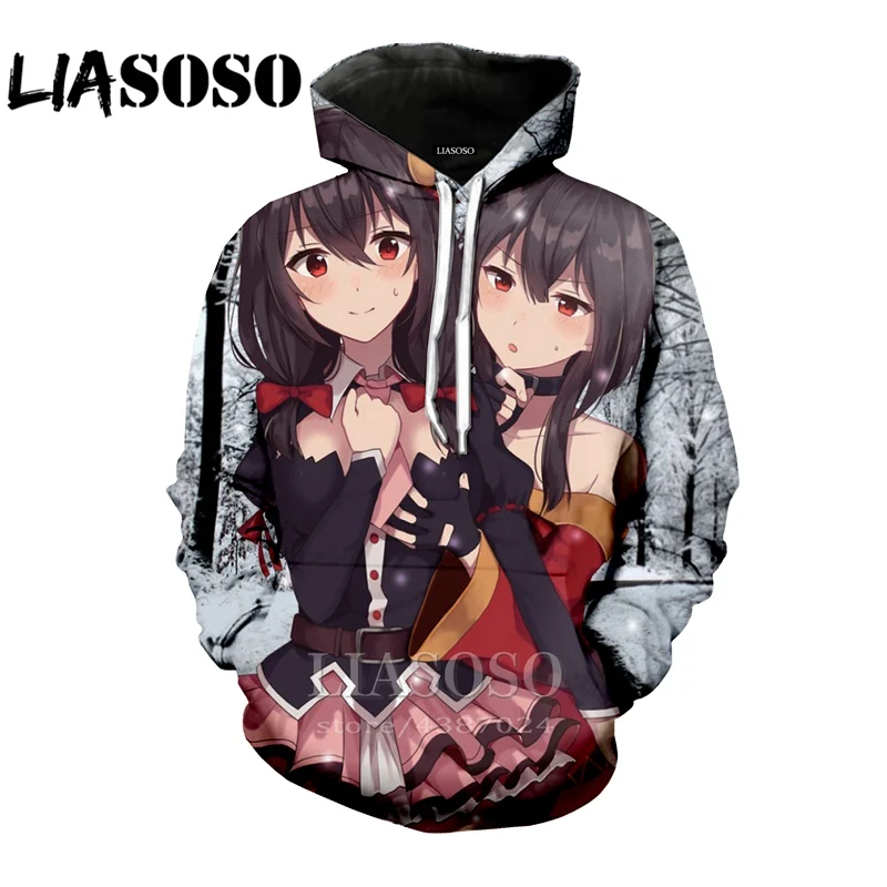LIASOSO женские футболки Аниме уличная хип хоп homme Konosuba рубашка 3d принт забавная Harajuku