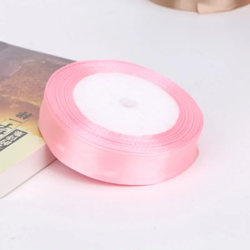 Light pink Ленты рулонные праздничные принадлежности ткань высокого качества 25 ярдов/рулон атласной ленты DIY подарочная упаковка фестиваль украшения Diy Горячая Распродажа - Цвет: Light pink