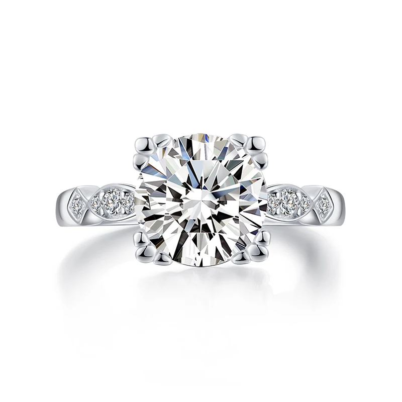 ANZIW 3.0 Carat Round Cut Ring Simulated Diamond Engagement Wedding Sterling Silver Cat Claws Prongs Jewelry for Women | Украшения и