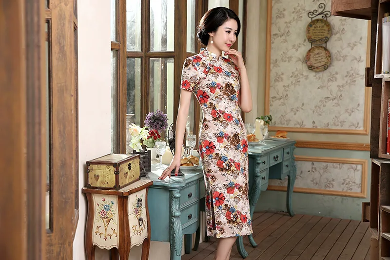 Sheng Coco женские Vestido Cheongsam Qipao осенние ретро женские длинные льняные хлопковые с новогодней елкой, бумажный платья большого размера 3XL