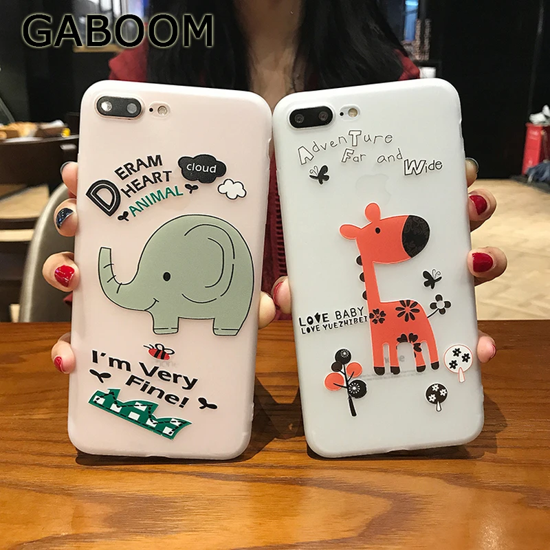 Gaboom матовый Силиконовый чехол для телефона iphone х 6 S 7 8 плюс Симпатичные Слон и graffe
