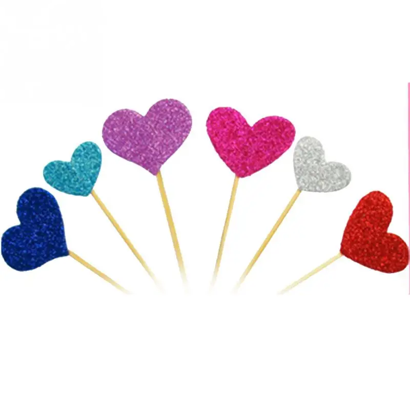 6 шт. ручной прекрасный розовый Сердце Звезда кекс топперы для маленьких девочек