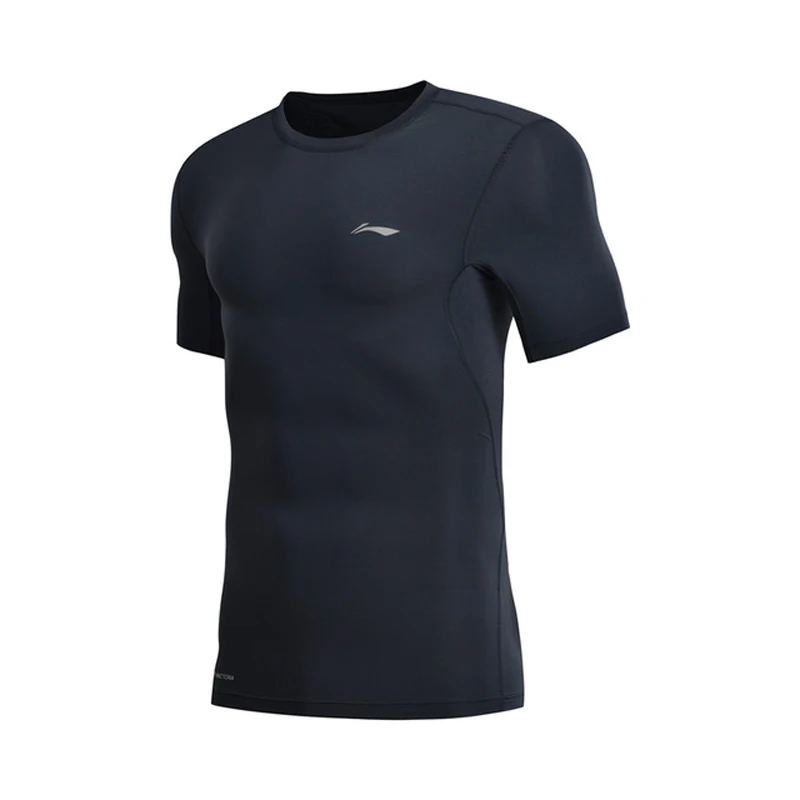 Li-Ning, Мужская Профессиональная тренировочная футболка, слой, облегающая, быстросохнущая, дышащая подкладка, удобная спортивная футболка, топы AUDN015 MTS2712 - Цвет: AUDN015-AH