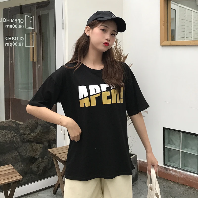Женские футболки Kawaii Girl винтажная свободная печатная шикарная Повседневная
