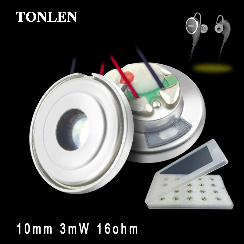 TONLEN 2 шт Круглый 10 мм 3mW16ohm динамик для bluetooth-наушников медное кольцо био-диафрагма полный частотный Динамик для наушников
