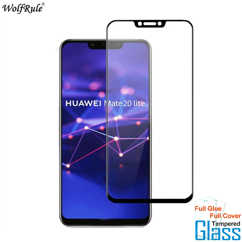 2 uds para vidrio Huawei Mate 20 Lite Protector de pantalla cubierta de pegamento completo vidrio templado para Huawei Mate 20 Lite pel&iacute;cula de vidrio para tel&eacute;fono-0
