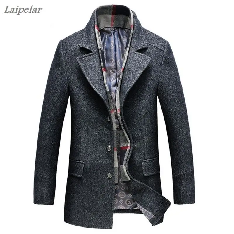 

Winter wool jacket men's high-quality wool coat fashion casual business men trench coat jacket men Scarf collar Overcoat