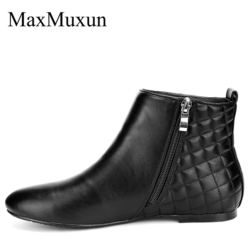 MaxMuxun Women's Booties Classic Flat Heel Ankle Pointed Toe Boots For Women Spring Autumn Fashion Causal Short Chelsea Boots