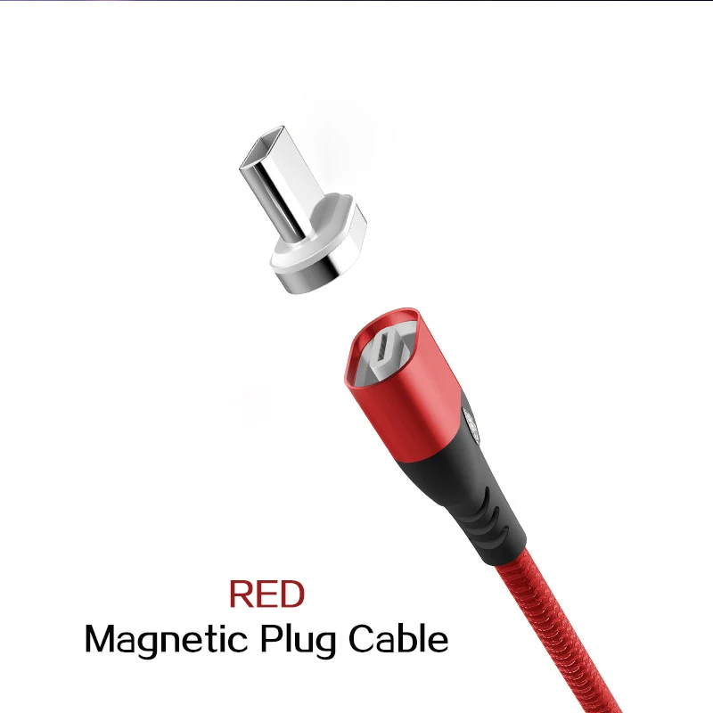 RED Магнитный кабель Micro USB для iPhone samsung type-c 3A Быстрая зарядка Магнитный адаптер зарядного устройства usb type C кабели для мобильных телефонов - Тип штекера: RED